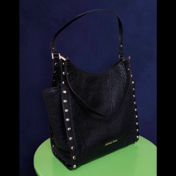 Micheal Kors Newbury Black Leather Tote Gold Studs - Picture 3 of 7